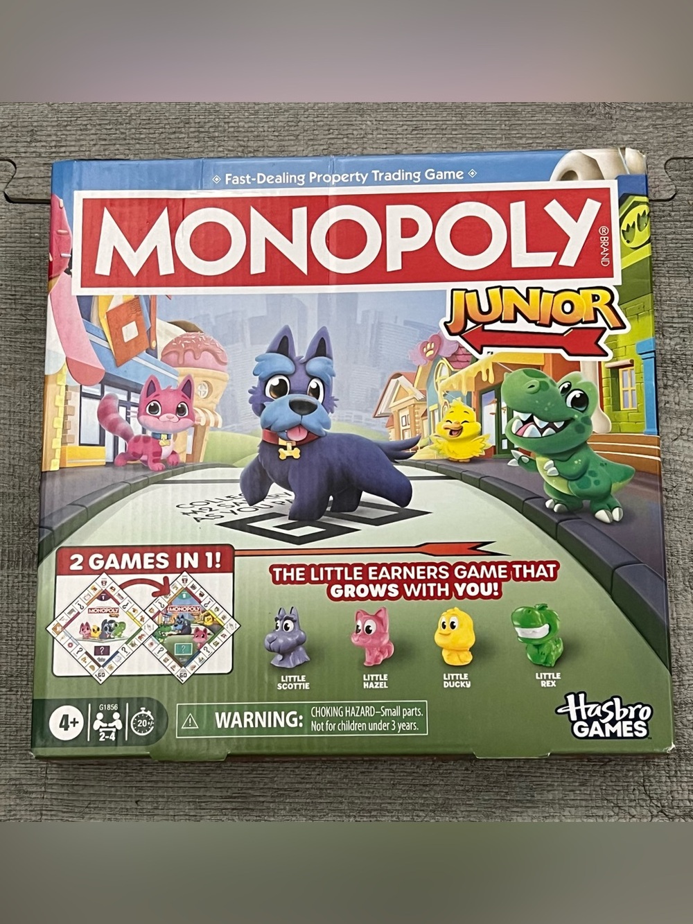 Hasbro Games Monopoly Junior Animals Board Game, 2 Games in 1, 2+, Age 4+